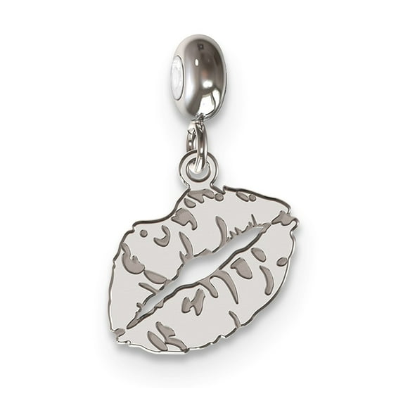White Sterling Silver Rhodium-Plated Memi Lips Charm
