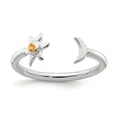 thumbnail image 1 of White Sterling Silver Ring Band Adjustable Cubic Zirconia CZ Orange, 1 of 3
