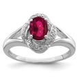 thumbnail image 1 of White Sterling Silver Ring Band Birthstone (07) July Ruby Lab Created Oval Red Diamond, 1 of 2
