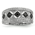 thumbnail image 1 of White Sterling Silver Ring Band Diamond Black Black White, 1 of 6