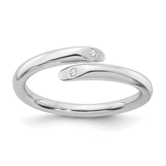 White Sterling Silver Ring Band Diamond Ice .02ct.