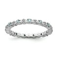 thumbnail image 1 of White Sterling Silver Ring Band Eternity Aquamarine Round Blue Diamond, 1 of 5