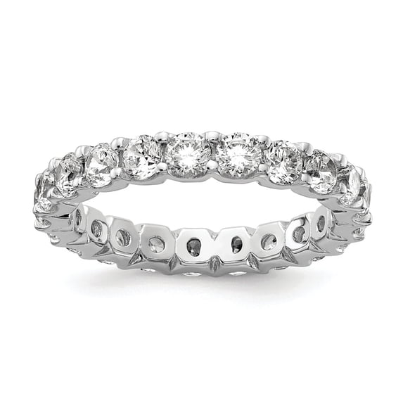White Sterling Silver Ring Band Eternity Cubic Zirconia CZ Round