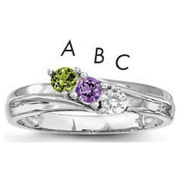White Sterling Silver Ring Band Family & Mother's Customize Stones Round