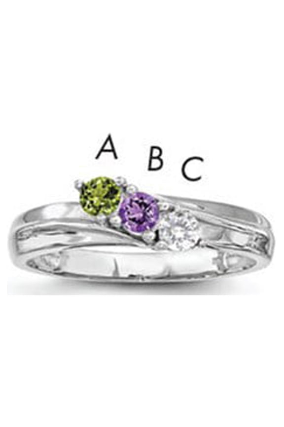 White Sterling Silver Ring Band Family & Mother's Customize Stones Round