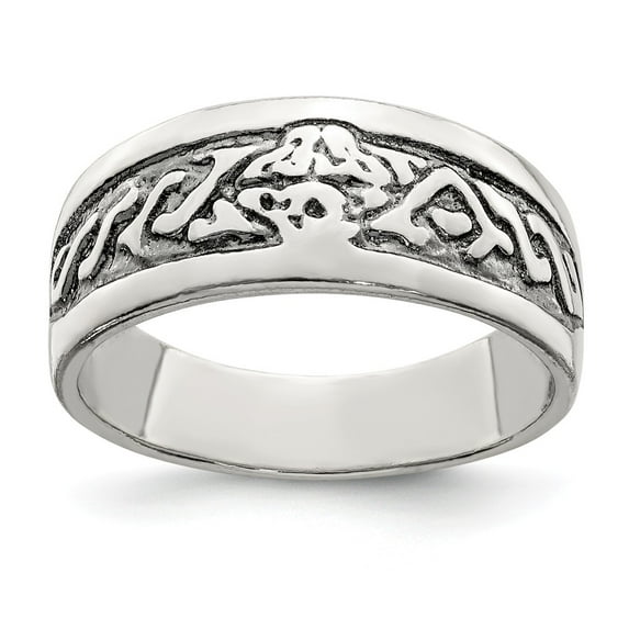 White Sterling Silver Ring Band Fashion Antiqued