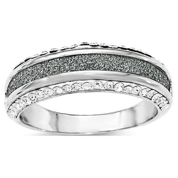 White Sterling Silver Ring Band Fashion Crystal Clear