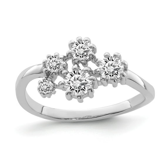 White Sterling Silver Ring Band Fashion Cubic Zirconia CZ Clear