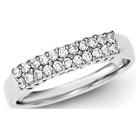 White Sterling Silver Ring Band Fashion Cubic Zirconia CZ Clear