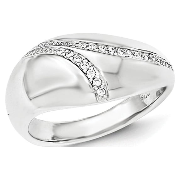 White Sterling Silver Ring Band Fashion Cubic Zirconia CZ Clear
