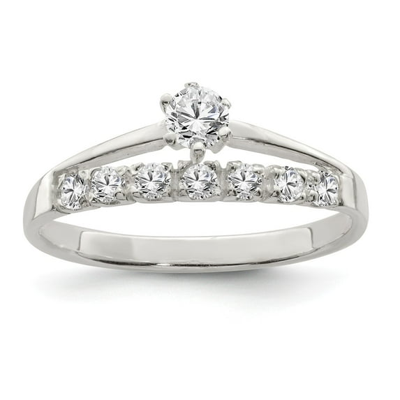 White Sterling Silver Ring Band Fashion Cubic Zirconia CZ Clear