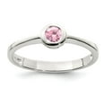 thumbnail image 1 of White Sterling Silver Ring Band Fashion Cubic Zirconia CZ Pink, 1 of 2