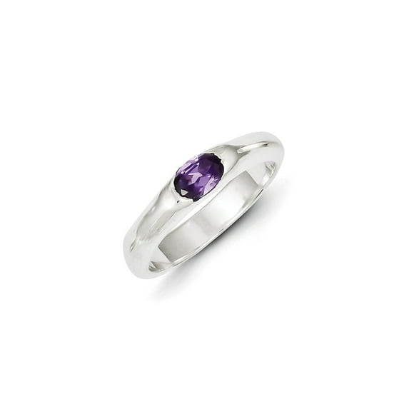 White Sterling Silver Ring Band Fashion Cubic Zirconia CZ Purple
