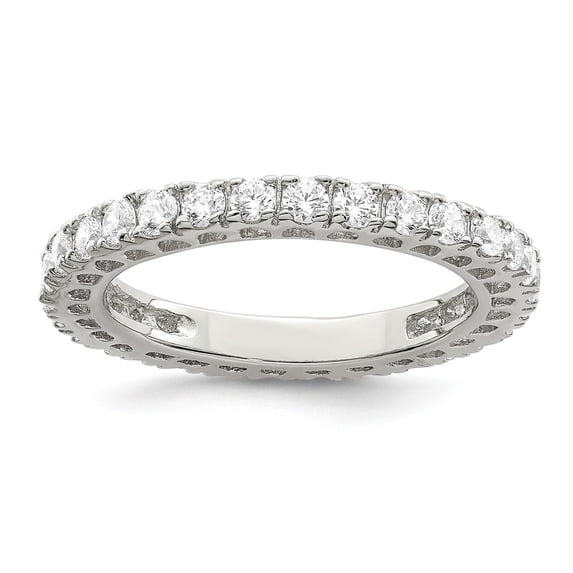 White Sterling Silver Ring Band Fashion Cubic Zirconia CZ