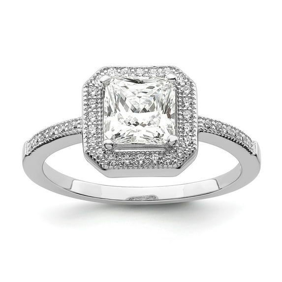 White Sterling Silver Ring Band Fashion Cubic Zirconia CZ