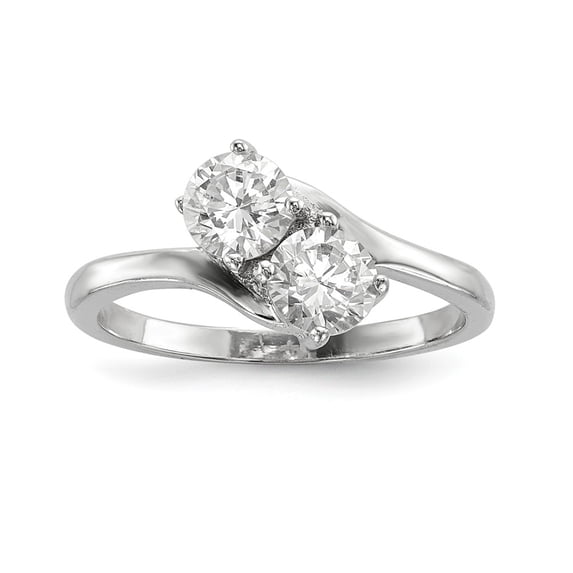 White Sterling Silver Ring Band Fashion Open Back Cubic Zirconia CZ Round Clear