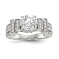 thumbnail image 1 of White Sterling Silver Ring Band Fashion Open Back Flat Cubic Zirconia CZ Round, 1 of 4