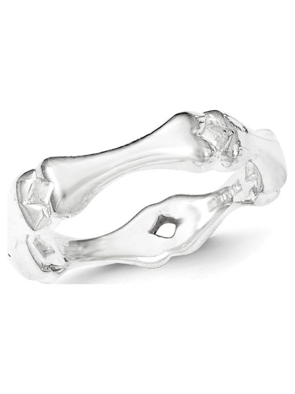 White Sterling Silver Ring Band Fashion Polished Bone