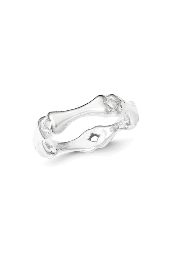 White Sterling Silver Ring Band Fashion Polished Bone