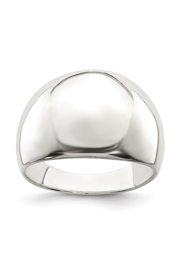 White Sterling Silver Ring Band Fashion Polished Cigar-