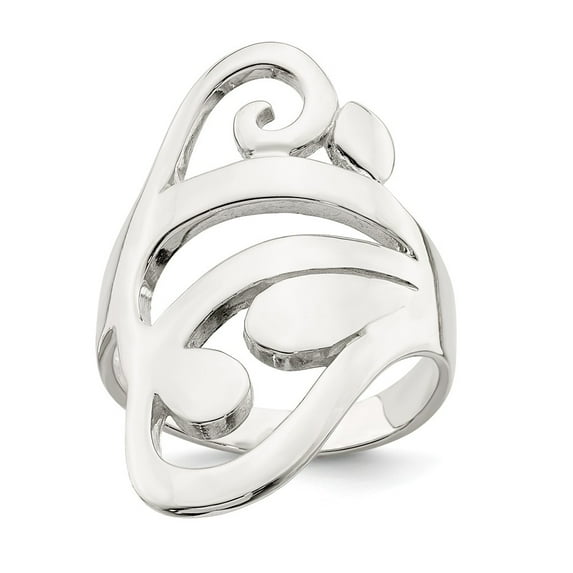 White Sterling Silver Ring Band Fashion Scroll