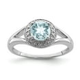 thumbnail image 1 of White Sterling Silver Ring Band Gemstone (03) March Aquamarine Round Blue Diamond, 1 of 4