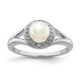 thumbnail image 1 of White Sterling Silver Ring Band Gemstone (06) June Pearl Freshwater Round Diamond, 1 of 5