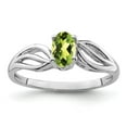 thumbnail image 1 of White Sterling Silver Ring Band Gemstone (08) August Peridot Oval Green, 1 of 3