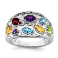 thumbnail image 1 of White Sterling Silver Ring Band Gemstone Amethyst Oval Purple Round Swiss Blue Topaz Citrine Pear Yellow Garnet Red Peridot Green, 1 of 3