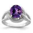 thumbnail image 1 of White Sterling Silver Ring Band Gemstone Amethyst Oval Purple, 1 of 2