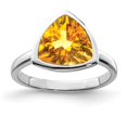 thumbnail image 1 of White Sterling Silver Ring Band Gemstone Citrine Trillion Yellow, 1 of 2