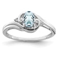 thumbnail image 1 of White Sterling Silver Ring Band Gemstone Diamond Aquamarine Blue, 1 of 2