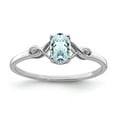 thumbnail image 1 of White Sterling Silver Ring Band Gemstone Diamond Aquamarine Blue, 1 of 2