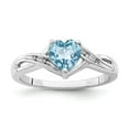 thumbnail image 1 of White Sterling Silver Ring Band Gemstone Diamond Round Swiss Blue Topaz Heart, 1 of 2