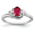 thumbnail image 1 of White Sterling Silver Ring Band Gemstone Diamond Ruby Red, 1 of 2