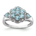 thumbnail image 1 of White Sterling Silver Ring Band Gemstone Diamond Swiss Blue Topaz, 1 of 2