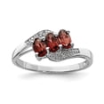 thumbnail image 1 of White Sterling Silver Ring Band Gemstone Garnet Oval Red Diamond, 1 of 2