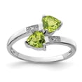 thumbnail image 1 of White Sterling Silver Ring Band Gemstone Peridot Heart Green Diamond, 1 of 2