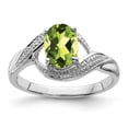 thumbnail image 1 of White Sterling Silver Ring Band Gemstone Peridot Oval Green Diamond, 1 of 2