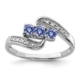 thumbnail image 1 of White Sterling Silver Ring Band Gemstone Tanzanite Round Blue Diamond, 1 of 2