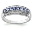 thumbnail image 1 of White Sterling Silver Ring Band Gemstone Tanzanite Round Blue Diamond, 1 of 4
