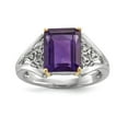 thumbnail image 1 of White Sterling Silver Ring Band Gemstone Yellow Diamond Amethyst Purple 2 to 8 mm (tapered), 1 of 5