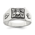 thumbnail image 1 of White Sterling Silver Ring Band Men's Antiqued Masonic, 1 of 2