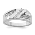 thumbnail image 1 of White Sterling Silver Ring Band Men's Diamond Rhodium Plated, 1 of 2