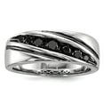 thumbnail image 1 of White Sterling Silver Ring Band Men's Diamond Round Black, 1 of 6