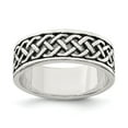 thumbnail image 1 of White Sterling Silver Ring Band Men's Weave Design, 1 of 2