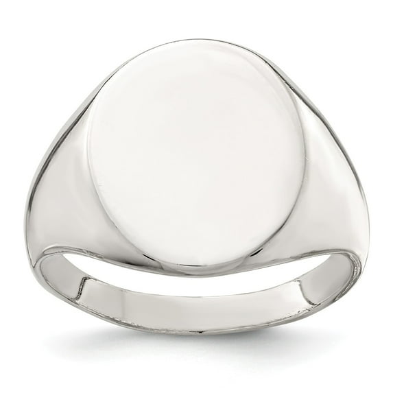 White Sterling Silver Ring Band Signet 17x13mm Closed Back