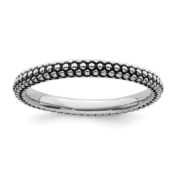 White Sterling Silver Ring Band Stackable Expressions Antiqued
