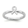 thumbnail image 1 of White Sterling Silver Ring Band Stackable Expressions Awareness Ribbon, 1 of 5