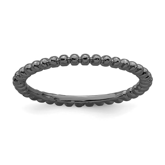 White Sterling Silver Ring Band Stackable Expressions Black-plated